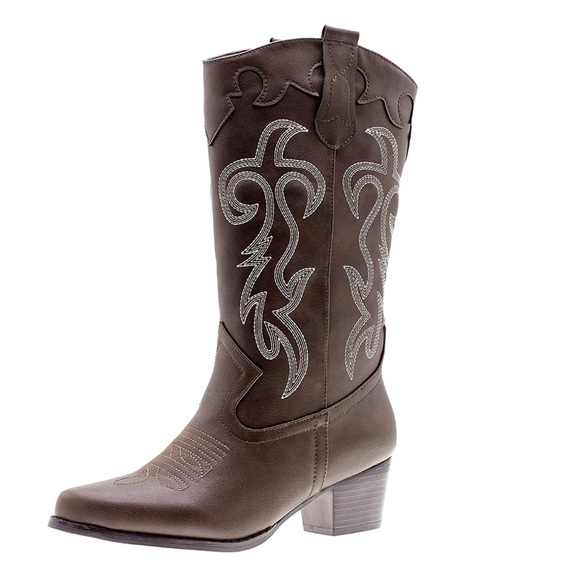 Classic Embroidered Western Rodeo Cowboy Boots - Picture 2 of 9